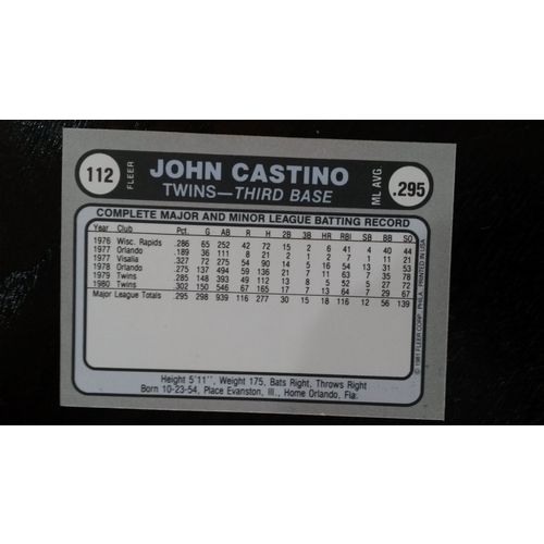 1981 Fleer Star Sticker Card # 112 John Castino Excellent (5) Minnesota Twins