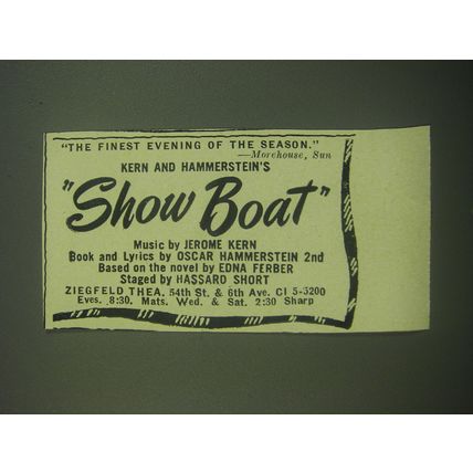 1946 Show Boat Musical Ad - The finest evening of the season
