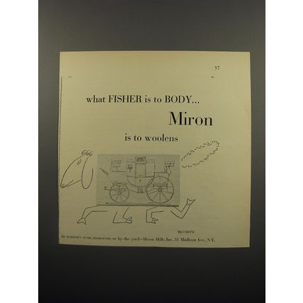 1950 Miron Woolens Advertisement - art by Saul Steinberg