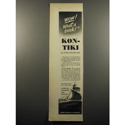1950 Rand McNally Book Advertisement - Kon-Tiki by Thor Heyerdahl - Wow!