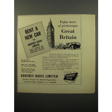 1950 Godfrey Davis Limited Ad - Enjoy more of picturesque Great Britain