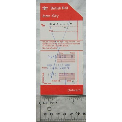 1980 ticket British Rail Inter-City Lincoln Central / Saxilby 714