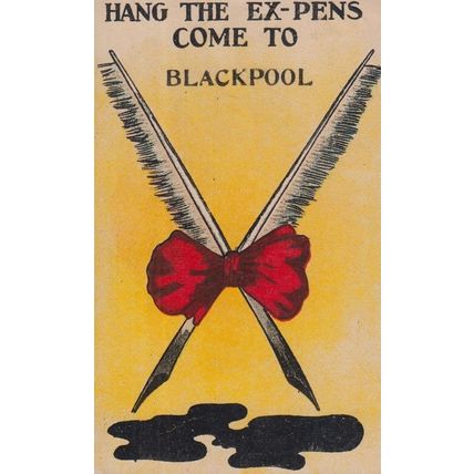 Blackpool Hanging Pens Money Joke 1913 Antique Lancashire Comic Humour Postcard