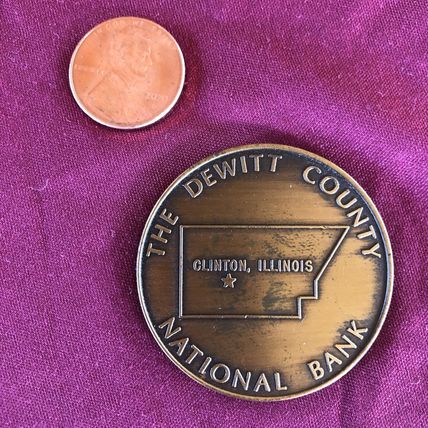 1972 Dewitt County Bank Clinton Illinois Bank 100th Anniversary Bronze Token