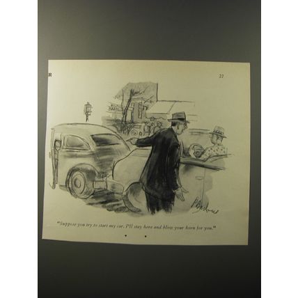 1953 Cartoon by Perry Barlow - Suppose you try to start my car.
