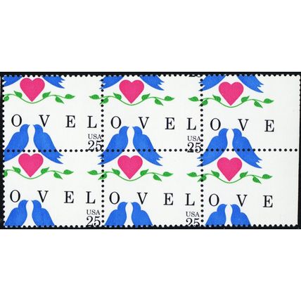 2440, MNH 25¢ LOVE Misperforated Freaky Error Block of Six ** Stuart Katz