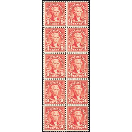 561, Mint NH 9¢ Block of Ten Stamps CV $250. - Stuart Katz