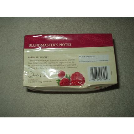 celestial seasonings rasberry zinger herbal tea 20 ea. sealed best by 4/21/22