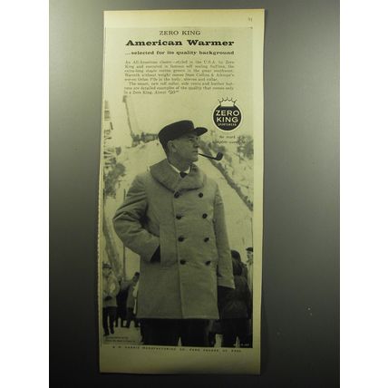 1957 Zero King Coat Advertisement - Zero King American Warmer