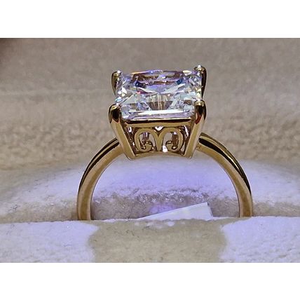 9.24ct Princess Solitaire Ring Made With Swarovski Zirconia Sz O½ Gold on Silver