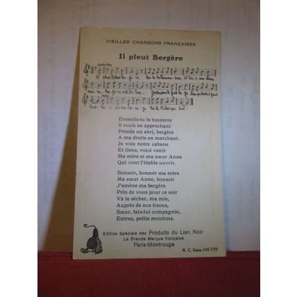 2 x VIEILLES CHANSONS FRANCAISES, Old French Song Cards childrens =