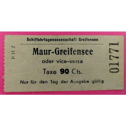Ticket 1950s for bus or tram most probably in Switzerland