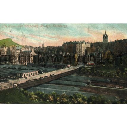 Old Town & Waverley Bridge, Edinburgh, Scotland, Postcard, 1904