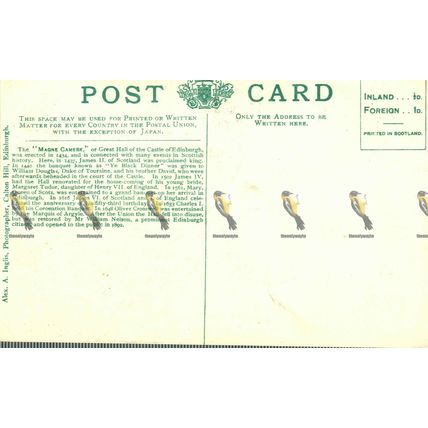 Banqueting Hall (2), Edinburgh Castle, Scotland, Inglis Postcard, 1900s