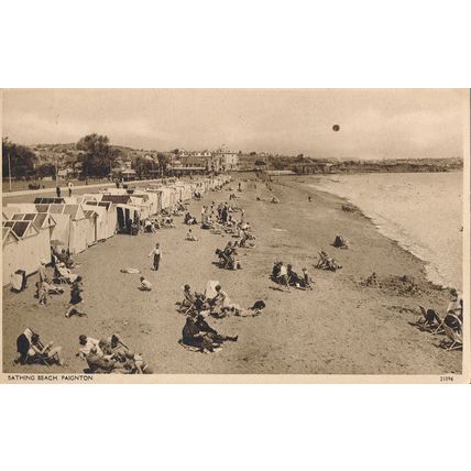 PC22159 Bathing Beach. Paignton. No 21096