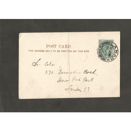 Genealogy Postcard Mr Cole 270 Devonshire road Honor Oak Park London 1902