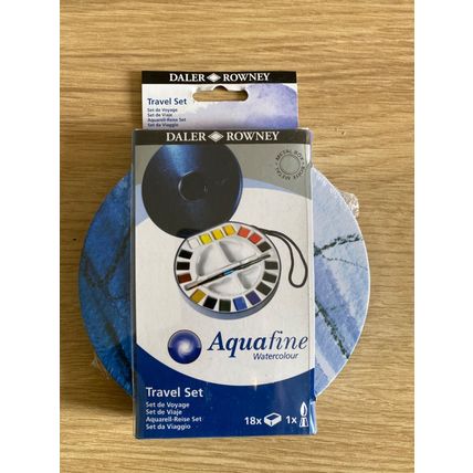 DALER ROWNEY AQUAFINE WATERCOLOUR PAINTS 18 HALF PAN COLOURS ROUND TRAVEL SET