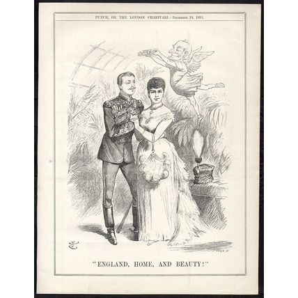 ENGLAND, HOME, AND BEAUTY! 1891 Sir John Tenniel - Joseph Swain PUNCH CARTOON P