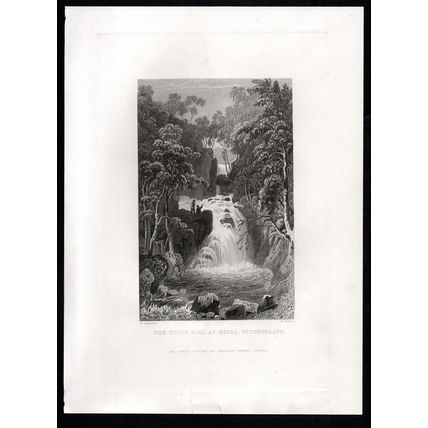 UPPER FALL AT RYDAL WESTMORLAND 1841 Thomas Jeavons - Henry Gastineau ENGRAVING