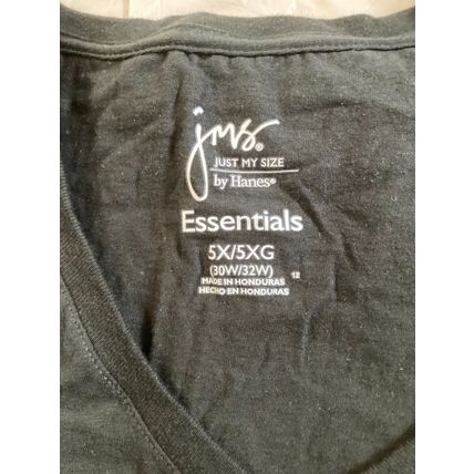 (1) Just My Size Woman's 5X (30W/32W) Soft V Neck T-Shirt 100% Cotton Black New