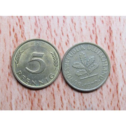 1972d 5 Pfennig Germany Coin