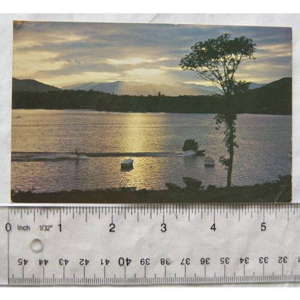 1974 postcard Sunset Lake Windermere