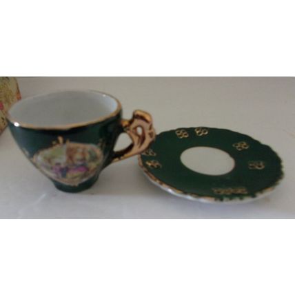 My Treasure Collectible Genuine Porcelain Miniature Demitasse Teacup and Saucer