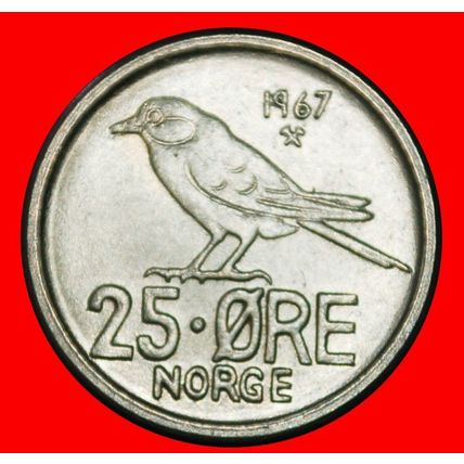 Ⰶ BIRD (1958-1973): NORWAY ★ 25 ORE 1967! OLAV V (1957-1991★LOW START★NO RESERVE
