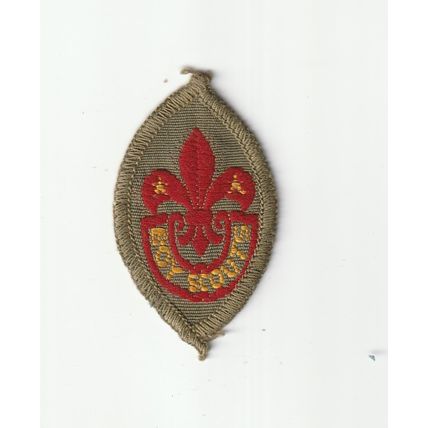 Scout Badge UK Pre 1967 - Scout Tenderfoot (Darker red) - Hessian (BY37)