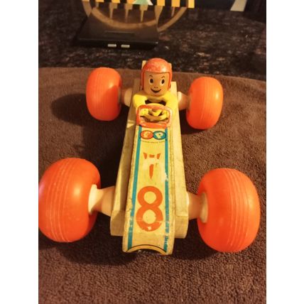 Old Vintage Original Fisher Price Bouncy Racer # 8 9 3/4" Long Working 1960