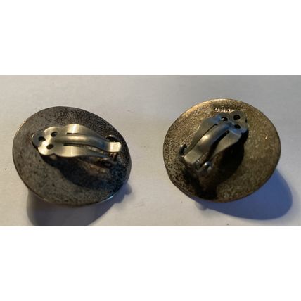 Silver 1 1/4" Disk Mexican Clip On Earrings