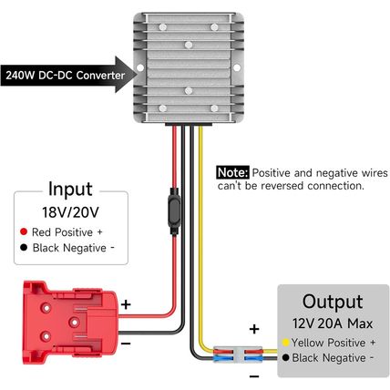18V to 12V Step down Converter Compatible with Milwaukee 18V Battery Power Wheel