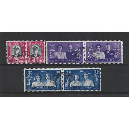 SouthAfrica.1947 Royal Visit set of 3 Pairs.Fine Used.Aug25