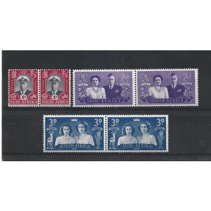 SouthAfrica.1947 Royal Visit set of 3 Pairs.Mounted Mint.Aug25
