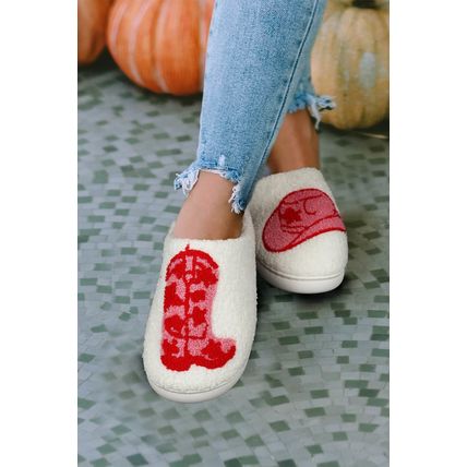 Rush Western Graphic Embroidered Sherpa Home Slippers