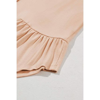 Jet Stream Solid Ruffled Buttoned V Neck Shirt