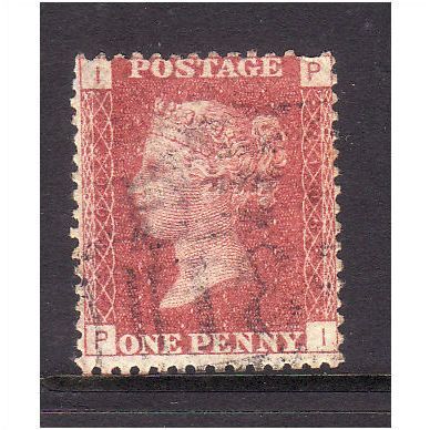 GREAT BRITAIN 1858-79 QV SG44 1d RED BROWN PLATE 106 LETTERED PI USED