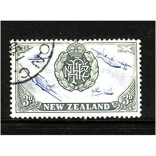 NEW ZEALAND 1946 SG 671 3d BADGE AND AIRPLANE FINE USED #1