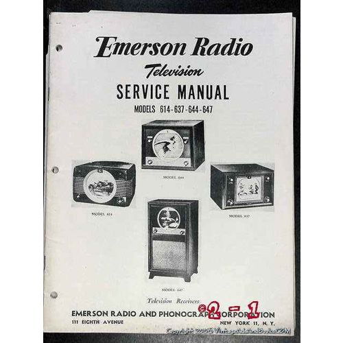 EMERSON 1950 TV model 614 37 44 47 television service manual