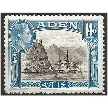 Aden 1945 SG23a 14a Sepia & Light Blue Mounted Mint . .. .