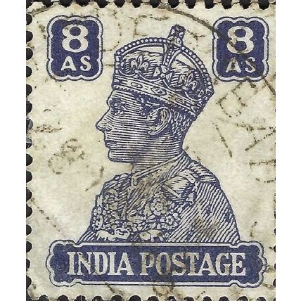 INDIA, King George VI, Imperial Crown of India, slate-violet 1941, 8anna