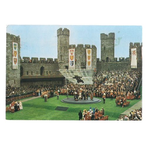 INVESTITURE OF PRINCE CHARLES, PRINCE OF WALES Caernarvon, used postcard. 1971 =