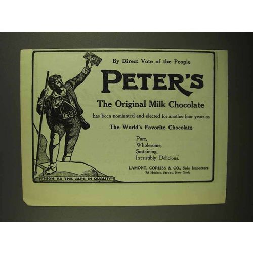 1908 Peter's Milk Chocolate Ad - Direct Vote of People