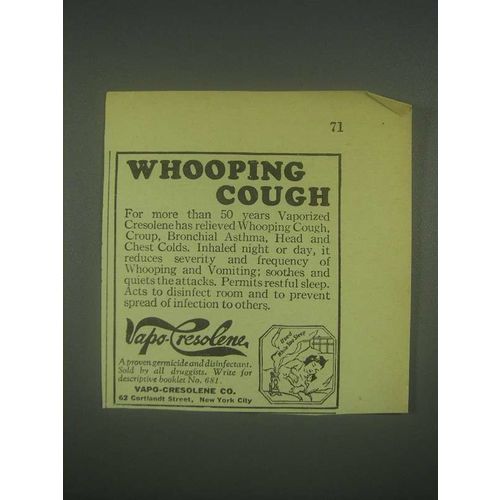 1930 Vapo Cresolene Ad - Whooping Cough