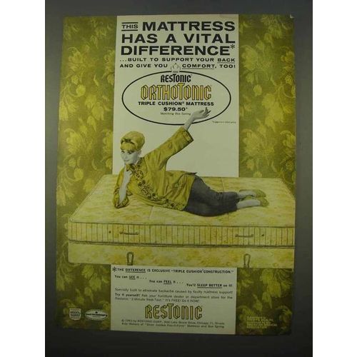 1963 Restonic Orthotonic Triple Cushion Mattress Ad
