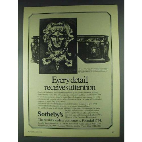 1979 Sotheby's Auctioneers Ad - Receives Attention