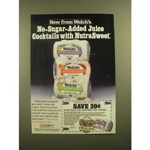 1988 Welch's No-Sugar-Added Juice Cocktails Ad