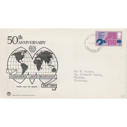 GB 1969 International Labour 50th anniversary FDC Warrington pm see others