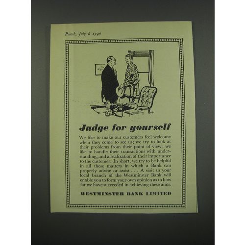 1949 Westminster Bank Limited Ad - Judge for yourself