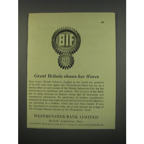 1949 Westminster Bank Limited Ad - Great Britain shows her wares